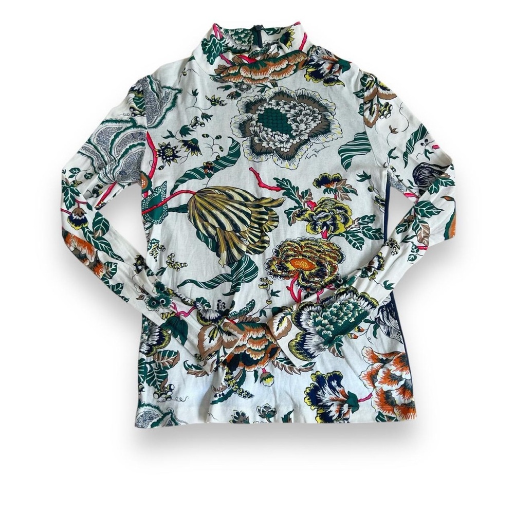 Tory Burch Multicolor Floral Long Sleeve Turtleneck